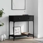 Masă consolă, negru, 75×34,5×75 cm, lemn prelucrat