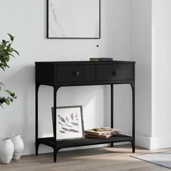 Masă consolă, negru, 75×34,5×75 cm, lemn prelucrat