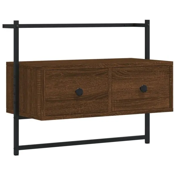 Dulap TV montat pe perete, stejar maro, 60,5x30x51 cm, lemn