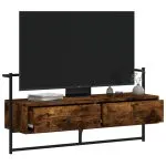 Dulap TV montat pe perete, stejar fumuriu, 100,5x30x51 cm, lemn