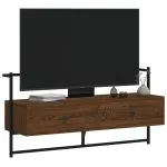 Dulap TV montat pe perete, stejar maro, 100,5x30x51 cm, lemn
