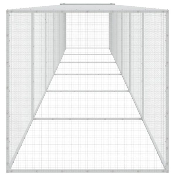 Coteț pui cu acoperiș gri deschis 603x98x90 cm oțel galvanizat
