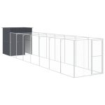 Cușcă câine cu țarc antracit 165x863x181 cm oțel galvanizat