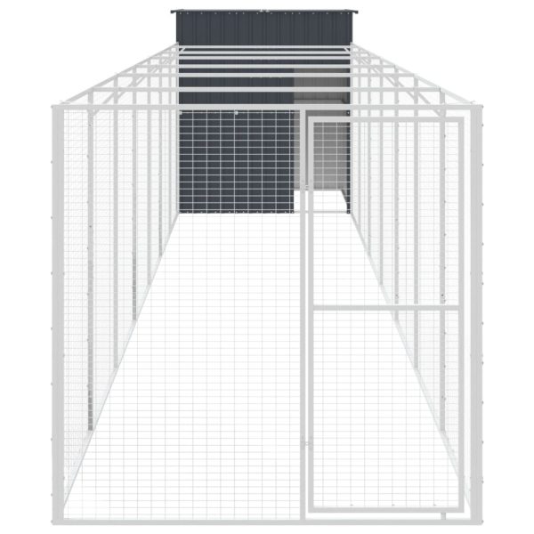Cușcă câine cu țarc antracit 165x863x181 cm oțel galvanizat