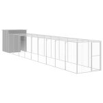 Coteț pui cu incintă gri deschis 165x1067x181cm oțel galvanizat