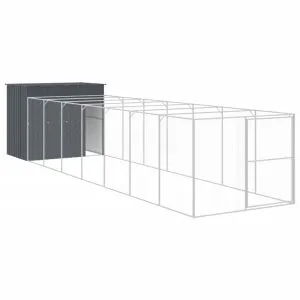 Cușcă de câine cu țarc antracit 214x865x181 cm oțel galvanizat