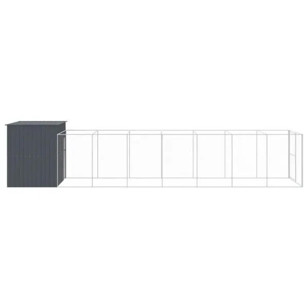 Cușcă de câine cu țarc antracit 214x865x181 cm oțel galvanizat