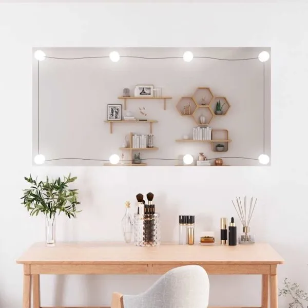 Oglindă de perete cu lumini LED 50×100 cm sticlă dreptunghiular