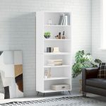 Dulap înalt, alb, 69,5×32,5×180 cm, lemn prelucrat