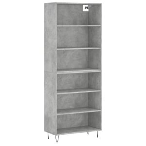 Dulap înalt, gri beton, 69,5×32,5×180 cm, lemn prelucrat