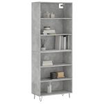 Dulap înalt, gri beton, 69,5×32,5×180 cm, lemn prelucrat