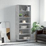 Dulap înalt, gri beton, 69,5×32,5×180 cm, lemn prelucrat