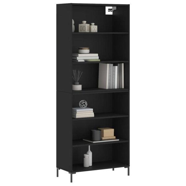 Dulap înalt, negru, 69,5×32,5×180 cm, lemn compozit