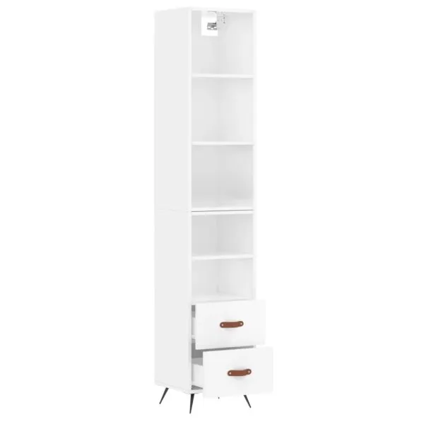 Dulap înalt, alb extralucios, 34,5x34x180 cm, lemn prelucrat
