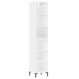 Dulap înalt, alb extralucios, 34,5×32,5×180 cm, lemn prelucrat