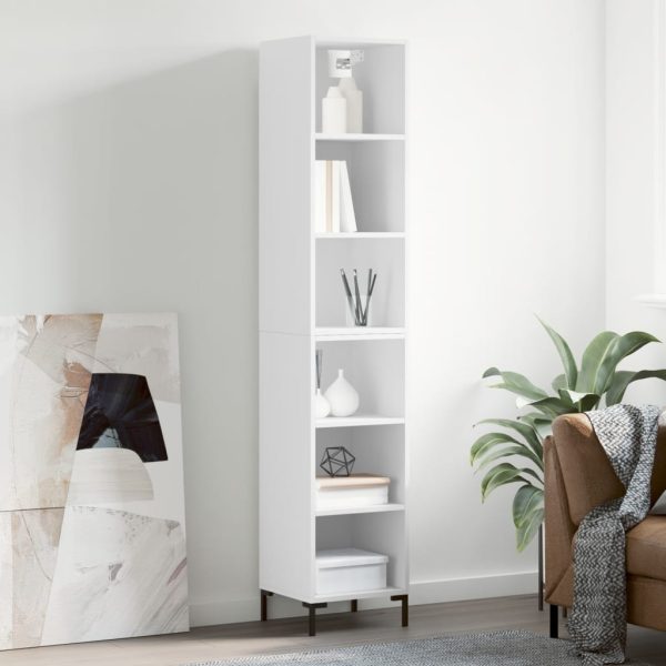Dulap înalt, alb extralucios, 34,5×32,5×180 cm, lemn prelucrat