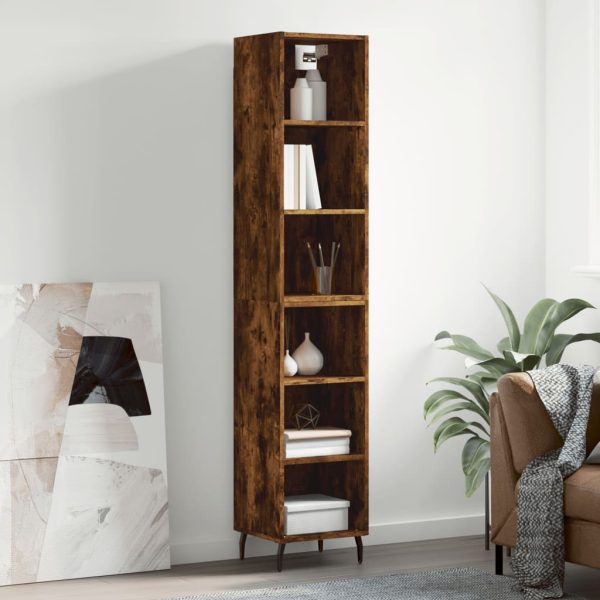 Dulap înalt, stejar fumuriu, 34,5×32,5×180 cm, lemn prelucrat