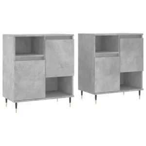 Servante, 2 piese, gri beton, lemn prelucrat
