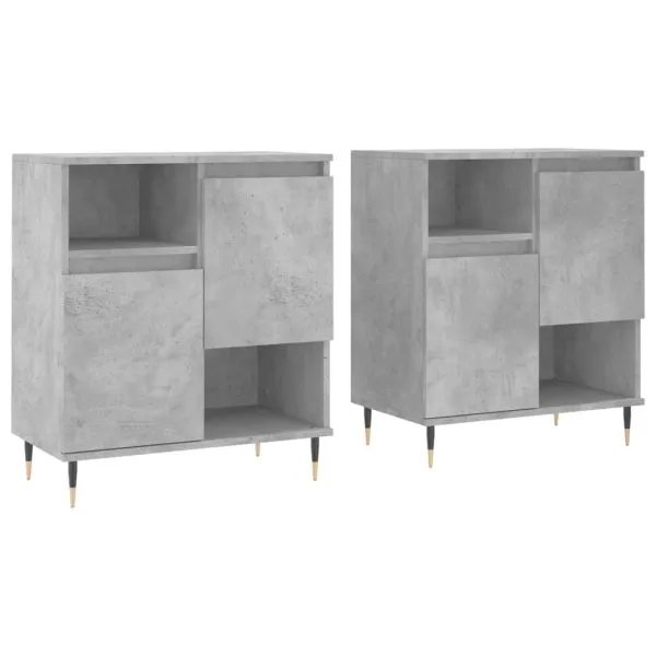 Servante, 2 piese, gri beton, lemn prelucrat