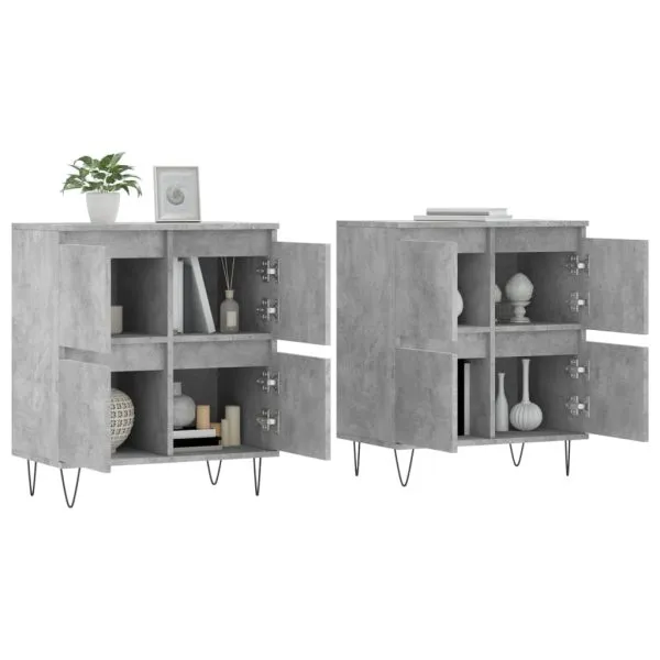 Servante, 2 piese, gri beton, lemn prelucrat