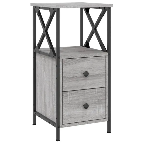 Noptiere, 2 buc., gri sonoma, 34×35,5×70 cm, lemn compozit