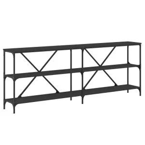 Masă consolă negru 200x30x75 cm lemn prelucrat și fier