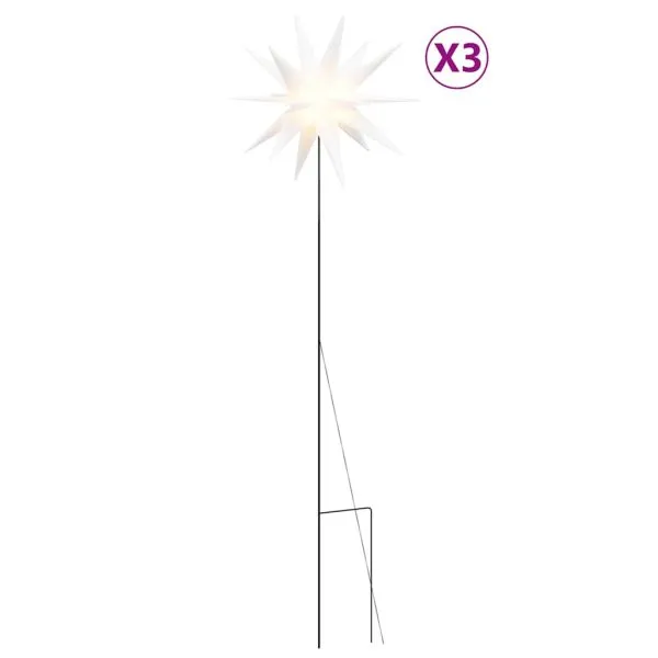Lumini de Crăciun cu vârfuri LED-uri 3 buc. alb 57 cm pliabil