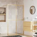 Paravan de duș walk-in auriu 115×195 cm sticlă ESG transparentă