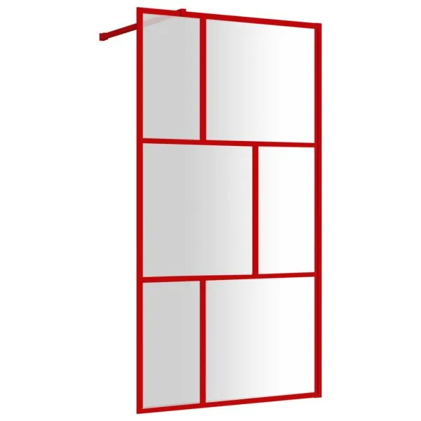 Paravan duș walk-in, roșu, 100×195 cm, sticlă ESG transparentă