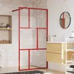 Paravan duș walk-in, roșu, 100×195 cm, sticlă ESG transparentă