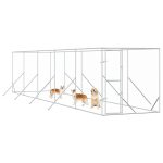 Padoc de exterior pentru câini argintiu 2x10x2m oțel galvanizat