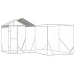 Padoc exterior cu acoperiș argintiu 4x4x2,5 m oțel galvanizat
