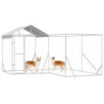 Padoc exterior cu acoperiș argintiu 4x4x2,5 m oțel galvanizat