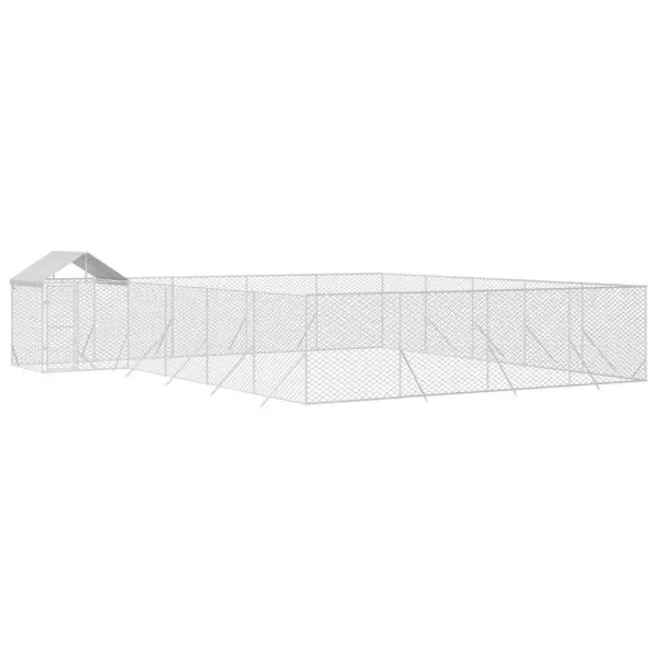 Padoc exterior cu acoperiș argintiu 10x8x2,5 m oțel galvanizat
