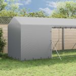 Padoc de exterior cu acoperiș argintiu 2x6x2,5m oțel galvanizat