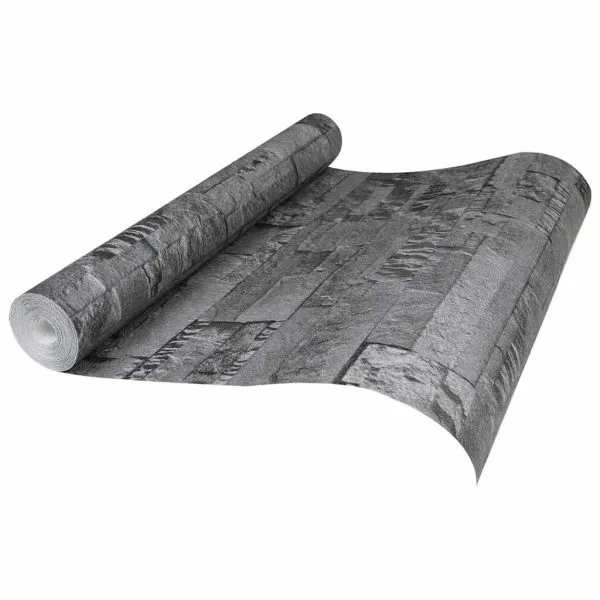 Tapet 3D, aspect piatră negru, 10×0,53 m, nețesut