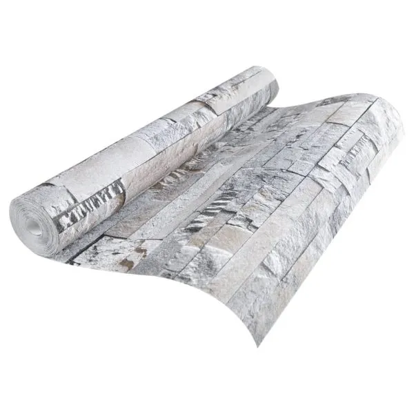 Tapet 3D, aspect piatră gri și maro, 10×0,53 m, nețesut