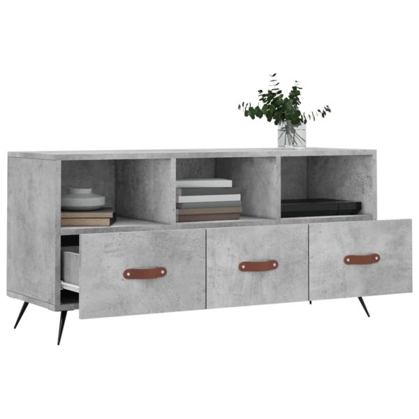 Dulap TV, gri beton, 102x36x50 cm, lemn prelucrat