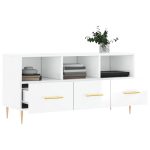 Comodă TV, alb extralucios, 102x36x50 cm, lemn prelucrat
