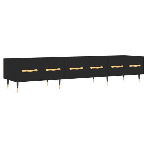 Dulap TV, negru, 150x36x30 cm, lemn prelucrat