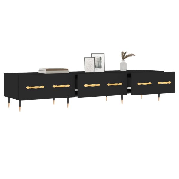 Dulap TV, negru, 150x36x30 cm, lemn prelucrat