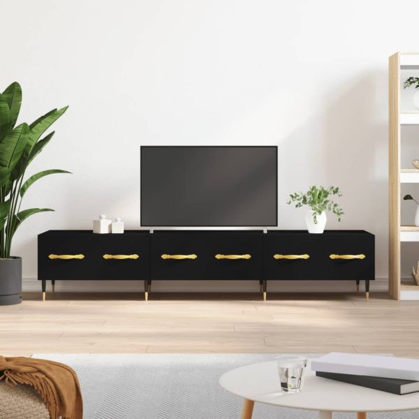 Dulap TV, negru, 150x36x30 cm, lemn prelucrat