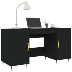 Birou, negru, 140x50x75 cm, lemn compozit