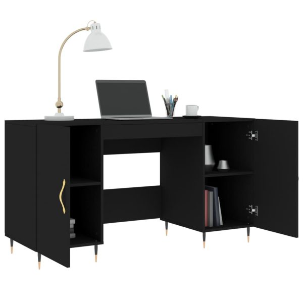 Birou, negru, 140x50x75 cm, lemn compozit