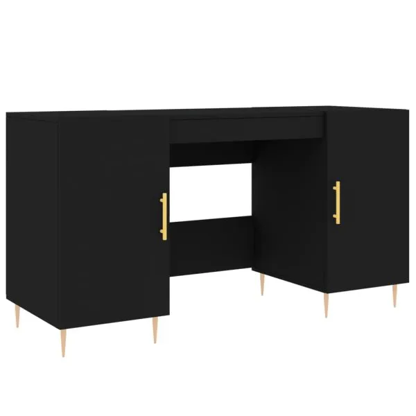 Birou, negru, 140x50x75 cm, lemn compozit