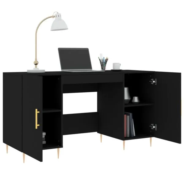 Birou, negru, 140x50x75 cm, lemn compozit