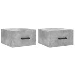 Noptiere montate pe perete 2 buc. gri beton 35x35x20 cm