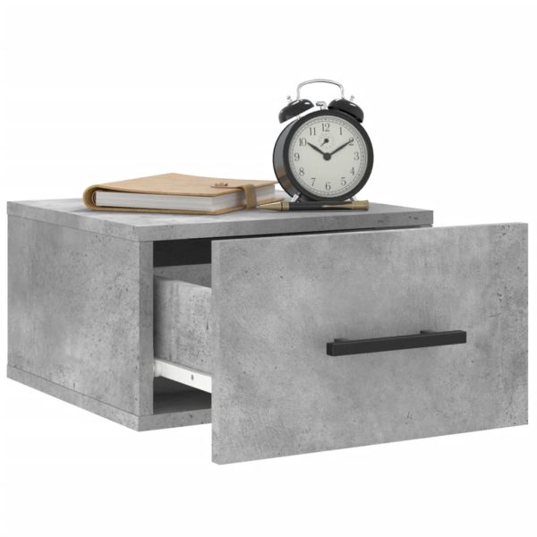 Noptieră de perete, gri beton, 35x35x20 cm