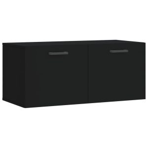 Dulap de perete, negru, 80×36,5×35 cm, lemn compozit