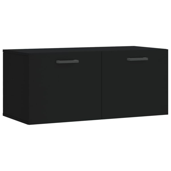Dulap de perete, negru, 80×36,5×35 cm, lemn compozit